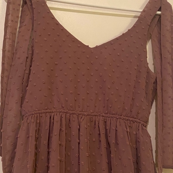 BRAND NEW Speechless Mauve V Neck Babydoll Top with Ties on Sleeves - Picture 5 of 6